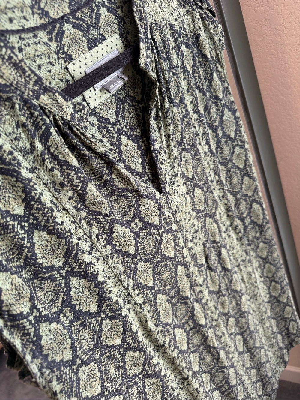 Anthropologie Rachel Snakeskin Tunic Shift Dress Green Mini - Picture 5 of 6